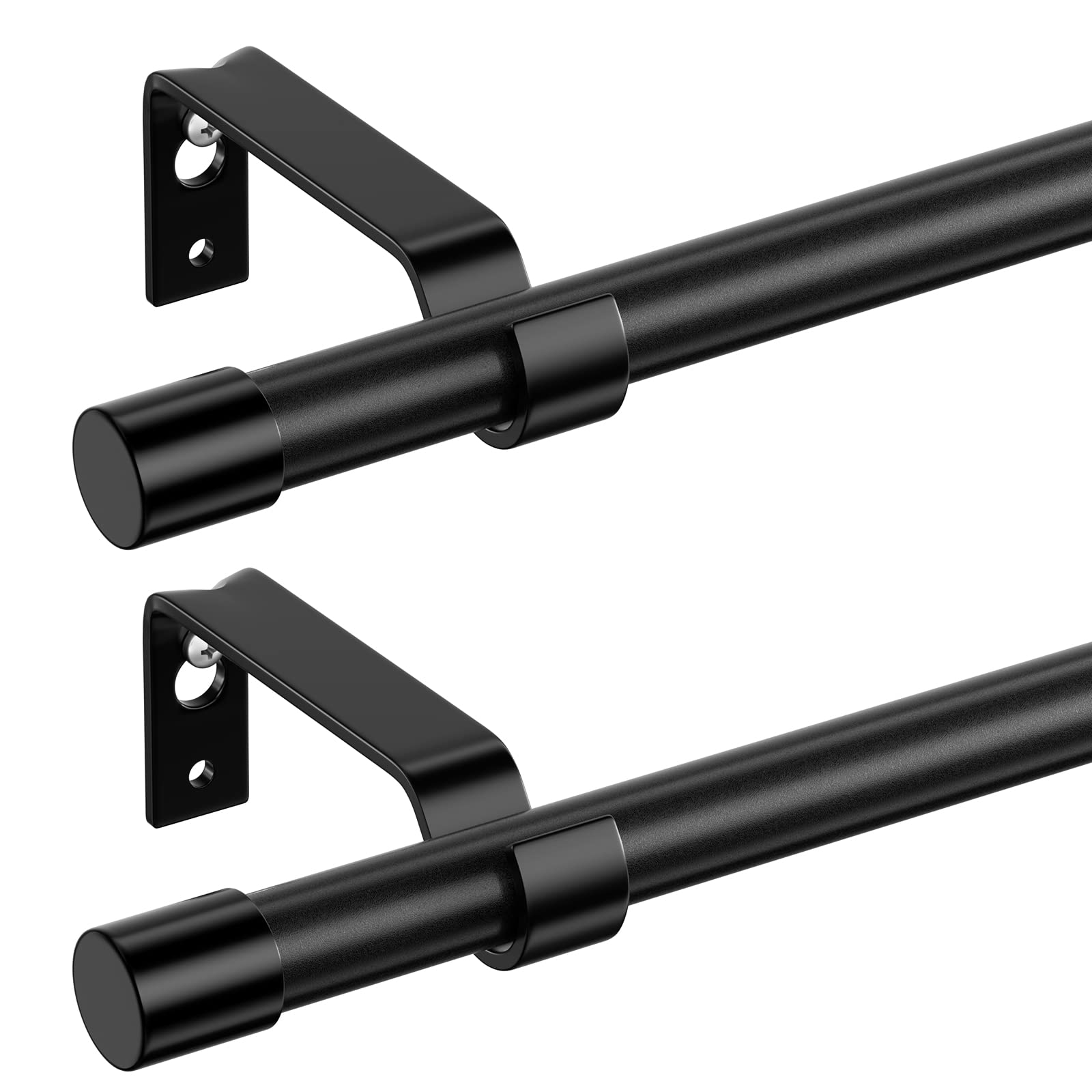 Photo 1 of Curtain Rods Set of 2, Black Curtain Rod for Windows 48 to 84 inch, 5/8 inch Diameter Metal Standard Drapery Rod Set with Bracket, Heavy Duty Adjustable Window Curtain Rod for Bedroom, Living Room