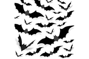 HIFUNWU 110 Pcs Halloween Decorations Bats Halloween Decor, 8 Size 3D Bat Decorations for Wall Window Door