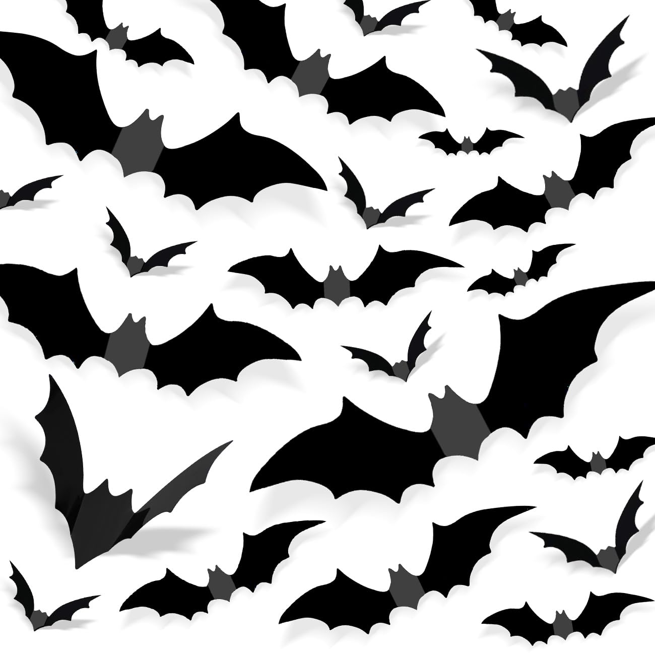 Photo 1 of 110 Pcs Halloween Decorations Bats Halloween Decor, 8 Size 3D Bat Decorations for Wall Window Door