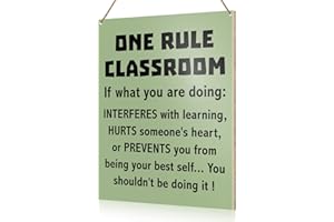 UDNADKEX Classroom Wall Sign Hanging Decor, One Rule Classroom, High Middle School Classroom Positive Wooden Decor Teacher Sign Back to School Decoration