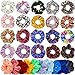 Scrunchies for Girls, 30 Pack Cute Scrunchies for Hair Including 10 Velvet Scrunchies, 10 Chiffon Flower Scrunchie and 10 Shiny Metallic Elastics Scrunchies, Hair Styling Accessories for Teen Girls