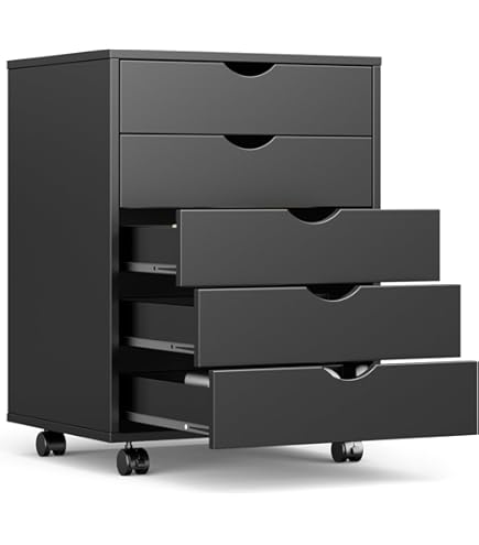 6-Drawer Metal File Cabinet On Wheels With Lock - Vertical Storage For Home Office, Black