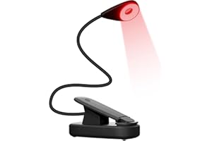 Mito Red Light - Circle Red Light Book Light - Book Lights for Reading at Night - Portable, Rechargeable Book Light Clip On with 360° Gooseneck - Reading Lights for Books in Bed