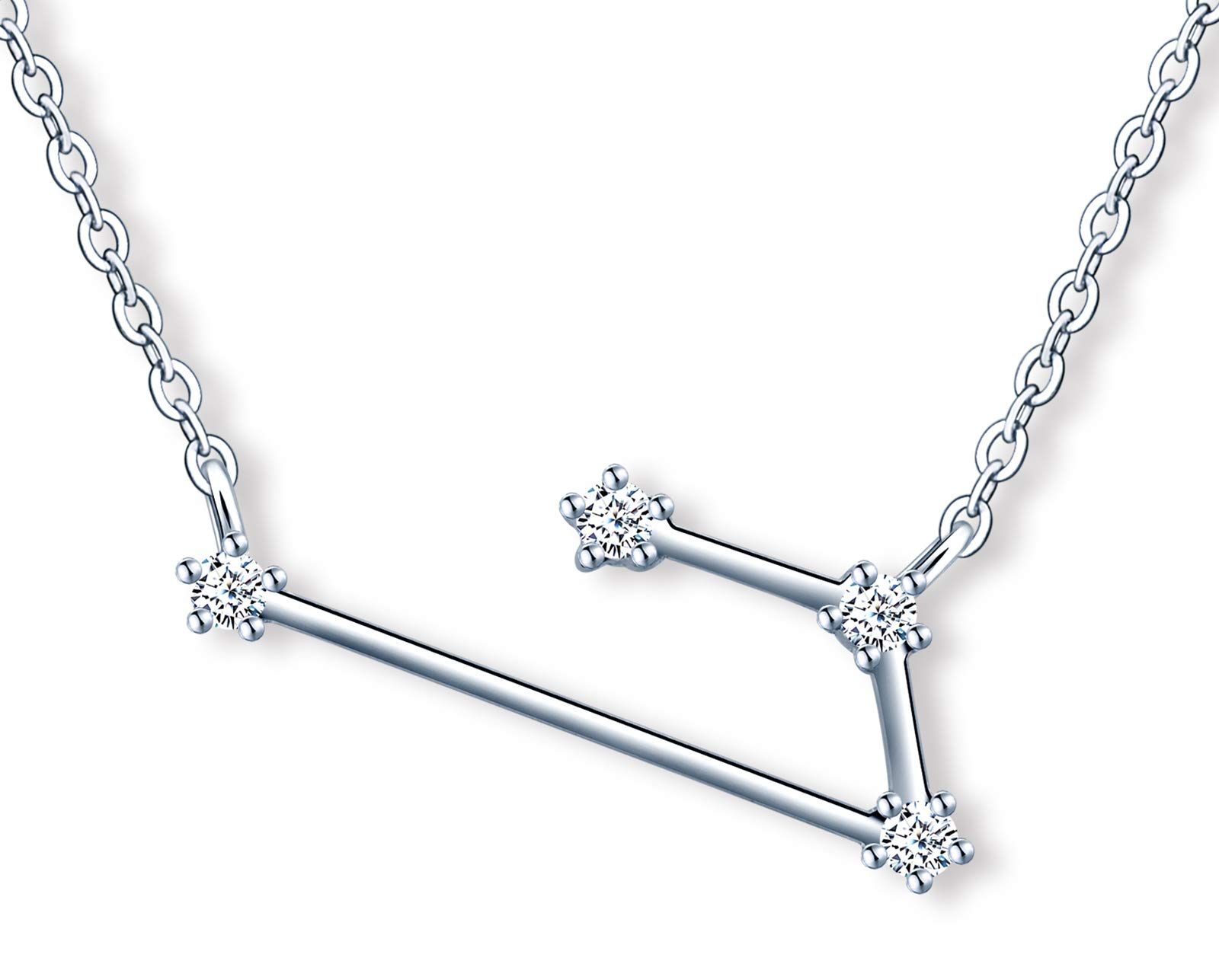 MicLee Women's girl's Necklace pendant, 925 Sterling Silver necklace, Twelve constellations zircon necklace, Constellations Guardian Choker, Aries necklace pendant, Inlaid zircon, silver