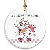 NGHYANA Christmas Tree Ornaments 2025 Funny Snack Ornament - Ceramic Christmas Tree Decoration 3.1 Inch with Charming Design
