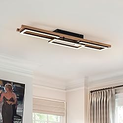 Lingkai 39.3" LED Modern Ceiling Lights Wooden
