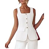 BTFBM Womens Sleeveless Suit Vests Dressy Casual Square Neck Business Work Waistcoat Spring Button Blazer Vest Tops 2026