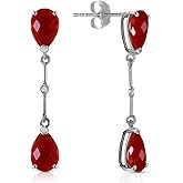Galaxy Gold GG 7.01 ct 14k Solid White Gold Diamonds Rubies Dangling Earrings