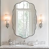 ANDY STAR Brushed Nickel Mirror Scalloped Edge - Modern Bathroom Wall Mirror 22x30 Inch, Corrosion Resistant, Easy Clean SUS 