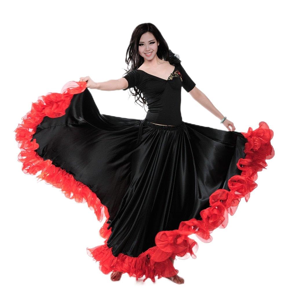 ROYAL SMEELA Belly Dance Skirt Belly Dancing Outfit Flamenco Skirt ATS 25 Yard Dance Skirt Ruffles Spanish Skirts Big Swing Skirts Halloween Belly Dancing Skirt Sexy Belly Dance Costume For Women