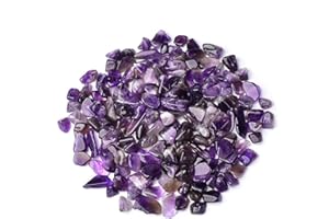 IMALY Amethyst Tumbled Chips Stone Polished Crushed Healing Crystal Quartz Pieces Irregular Shaped stones for Home Decorative Stones Vases Plants Succulents 0.5lb