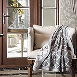 Knitted Throw Blanket Trellis Pattern Grey 50x60 Lightweight Warm All Season by Bedsure