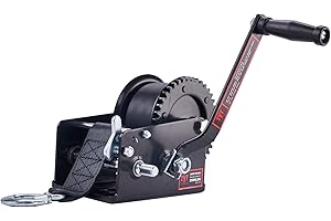 TYT 2500lbs Heavy Duty Boat Trailer Winch with 26FT Black Strap, 2-Way Ratchet 4:1/8:1 Gear Trailer Winch, Portable Hand Cran