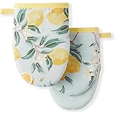 Martha Stewart Lemon Whimsy Mini Oven Mitt 2-Pack Set, Yellow, 5.5"X8"