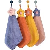GOESUP 4 Pack Small Towels with Hanging Loop Hand Dry Towels for Kitchen Bathroom Super Absorbent Soft