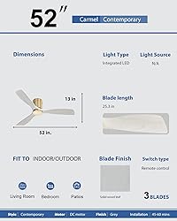 Sofucor 52" Low Profile Ceiling Fan, Flush Mount