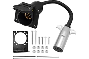 EATAKWARD 7 Pin Round to 7 Pin Flat Adapter for Tractor Towing, SAE J560 Trailer Wiring Harness Adapter, for Semi Truck Tract