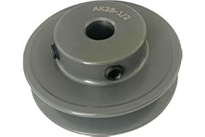 SUONE High Quality AK28-1/2 V-Belt Pulley 2.85" OD 1/2" Bore Single Groove Cast Iron,Grey, A Belt Section,for V-Belt