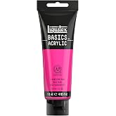Liquitex BASICS Acrylic Paint, 4-oz Tube, Fluorescent Pink | Medium Viscosity, Satin Finish, Lightfast, Fine Art Pigments, Range of Opacities, Easy Blending