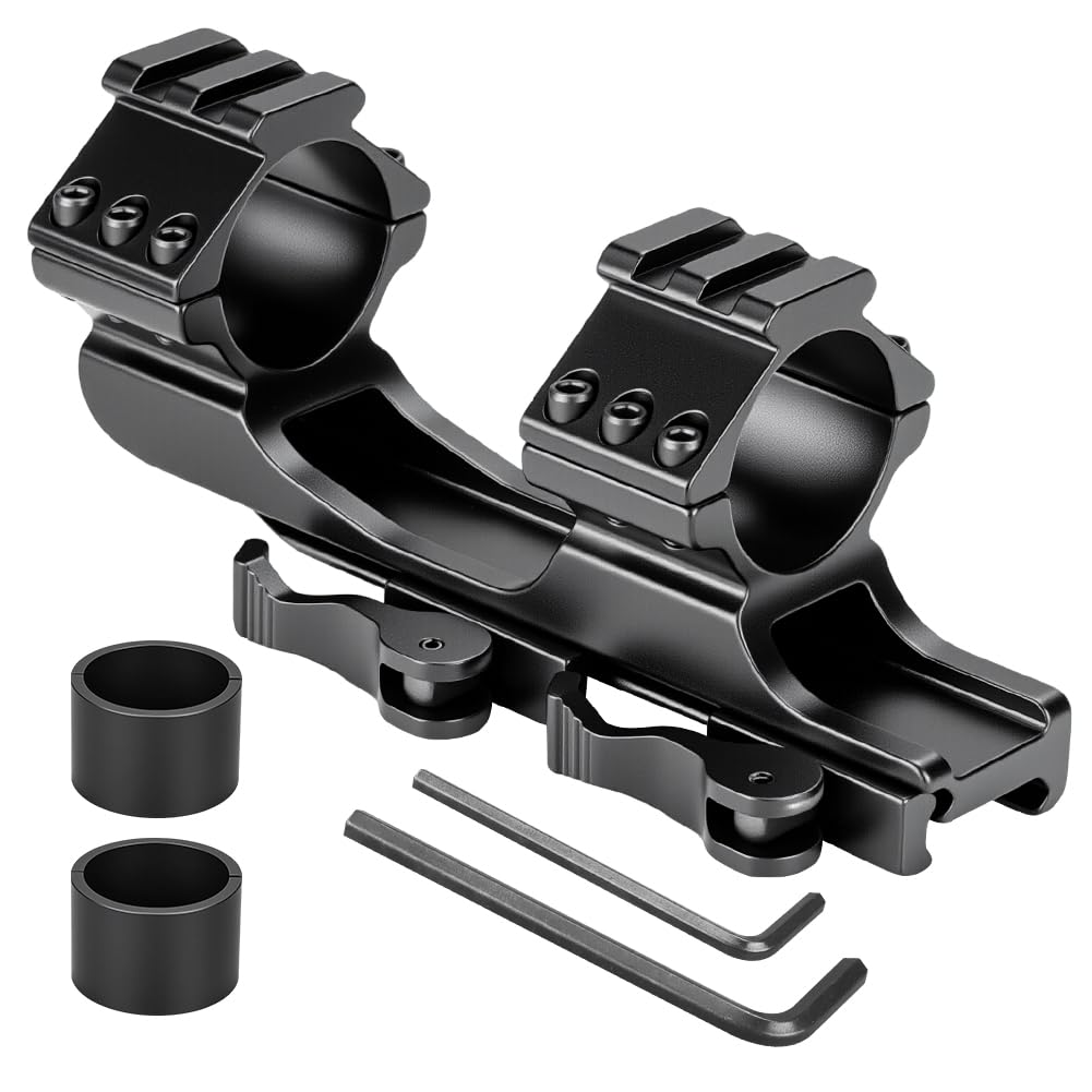 BILLION DUO Dual Ring Scope Mount Cantilever Mount, 30mm / 1" 25.4mm Scope Ring QD Base Mount for 20mm Rail (LD-3001-K)