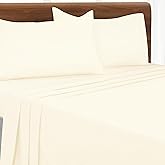 MALLONI HOME Queen Sheet Set - Double Brushed Microfiber Bedding Set Queen, 4 Piece Deep Pocket Queen Sheet - Ultra Soft, Easy-Fit, Wrinkle Free, Quick Dry, Easy Care Queen Sheets - Ivory