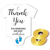 Blue Little Feet Baby Shower Favor Tags - Pack of 50, Including Onesie and Thank You Tags