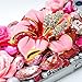 iPhone SE Case, iPhone 5S Case, iPhone 5 Case, Mavis's Diary 3D Handmade Bling Crystal Butterfly and Colorful Flowers Rhinestone Diamond with Hard Case Cover Pink Flower Rhinestone Butterfly
