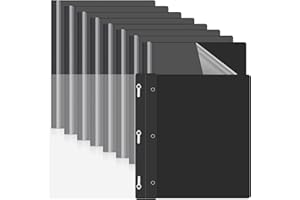 Teling 48 Pcs Clear Front Report Covers with Prongs Plastic Presentation Folders 3 Prong Resume Portfolio Folder for School(Black)