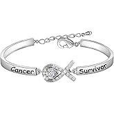 HOLLP Lung Cancer Awareness White Ribbon Cancer Warrior Bracelet Lung Awareness Gift For Her