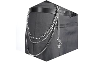 QWALIT Silver Y2K Star Jean Chains for Women Pants Chain for Men Dainty Trendy Pocket Chain for Pants Silver Biker Jean Chain
