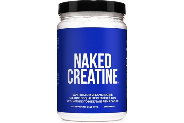 NAKED Pure Micronized Creatine Monohydrate Powder - NSF Certified, Unflavored, 500g, 1.1lb Bulk - Vegan, Non-GMO, Gluten-Free