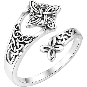 Mikovivi Celtic Witches Knot Ring for Women, Upgraded Brass Adjustable Celtic Witches Knot Ring Vintage Open Jewelry for Dail