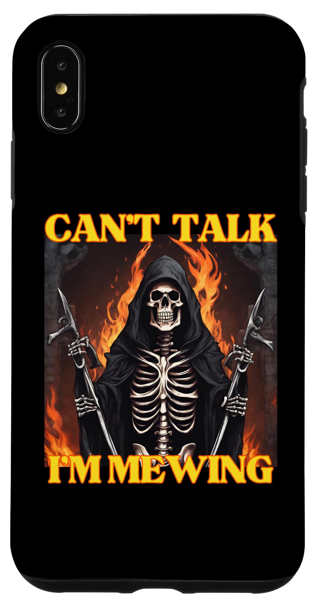 iPhone XS Max Can’t Talk I'm Mewing Funny Cringe Hard Skeleton Meme Case