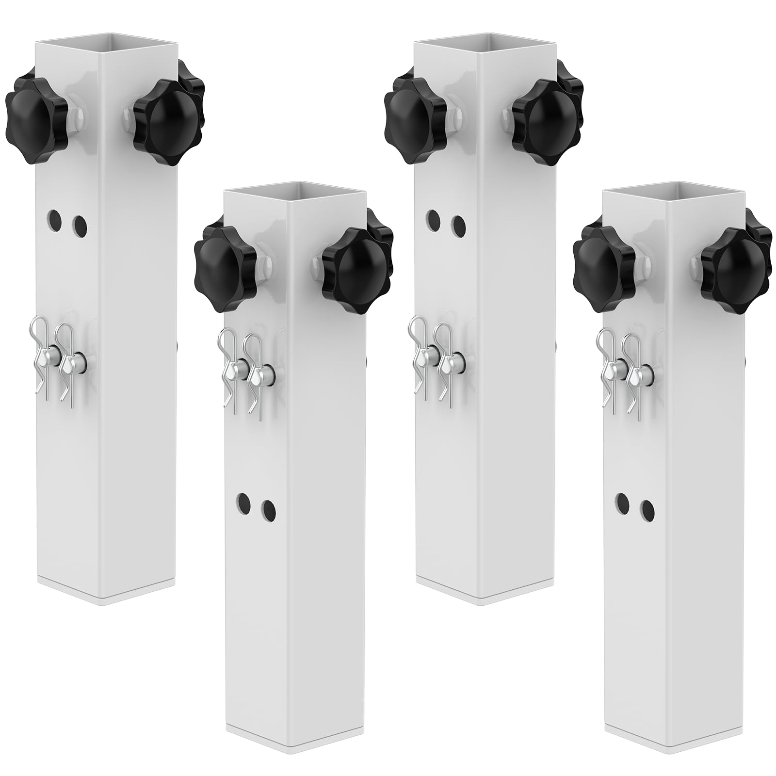 Photo 1 of Appacare 4 Pcs White Table Leg Extenders - Adjustable, Metal Square Folding Leg Risers, Raise Table Height 3.5"/5.5" (Inner Diameter 1.35")