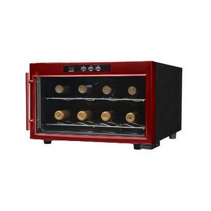 Emerson 8 Bottle Wine Cooler with Thermal Glass Door Red