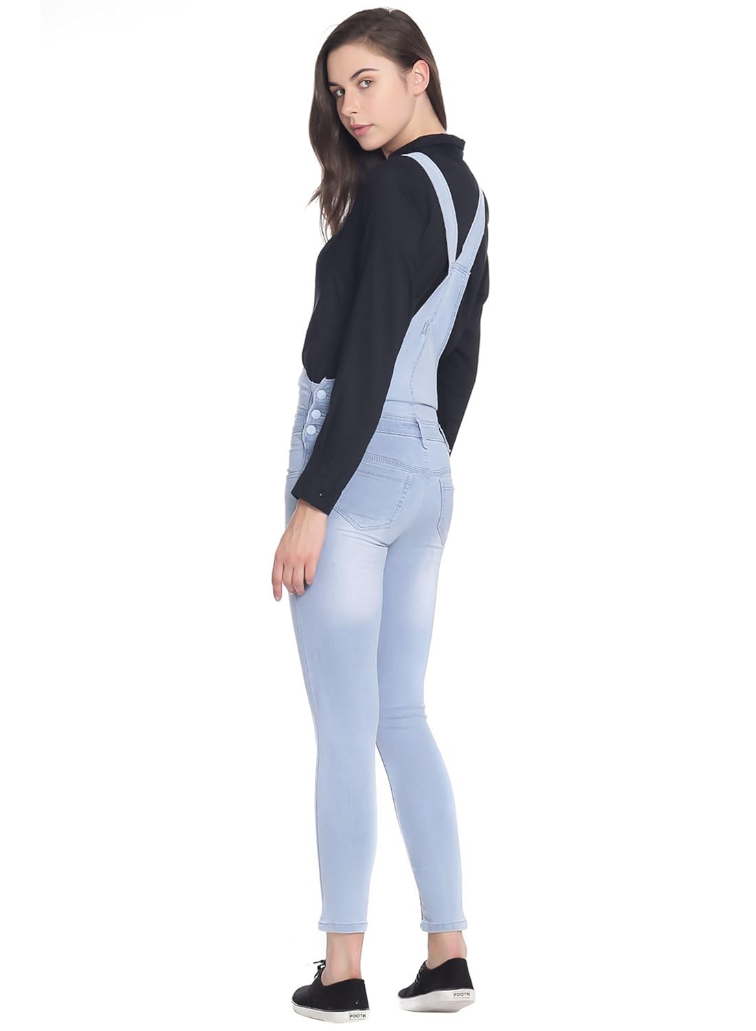 broadstar women denim black dungarees