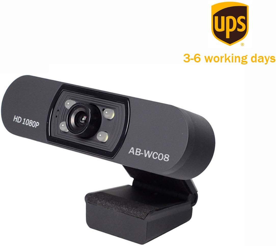 1080P Webcam, Anbber HD PC Webcam USB Mini Computer Camera Built-in Microphone, Flexible Rotatable Clip, for Laptops, Desktop and Gaming, Black