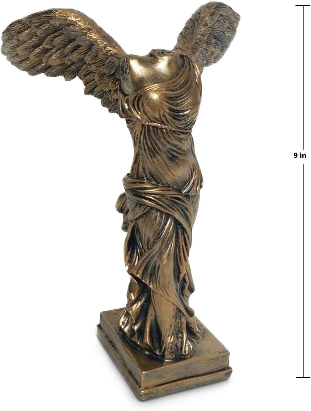 9" Winged Nike de Samothrace Goddess（Gold） Statue,Ancient Greek Goddess of Victory Statues,Resin Handmade Home Office Decor Collection Figurine Sculpture Gift
