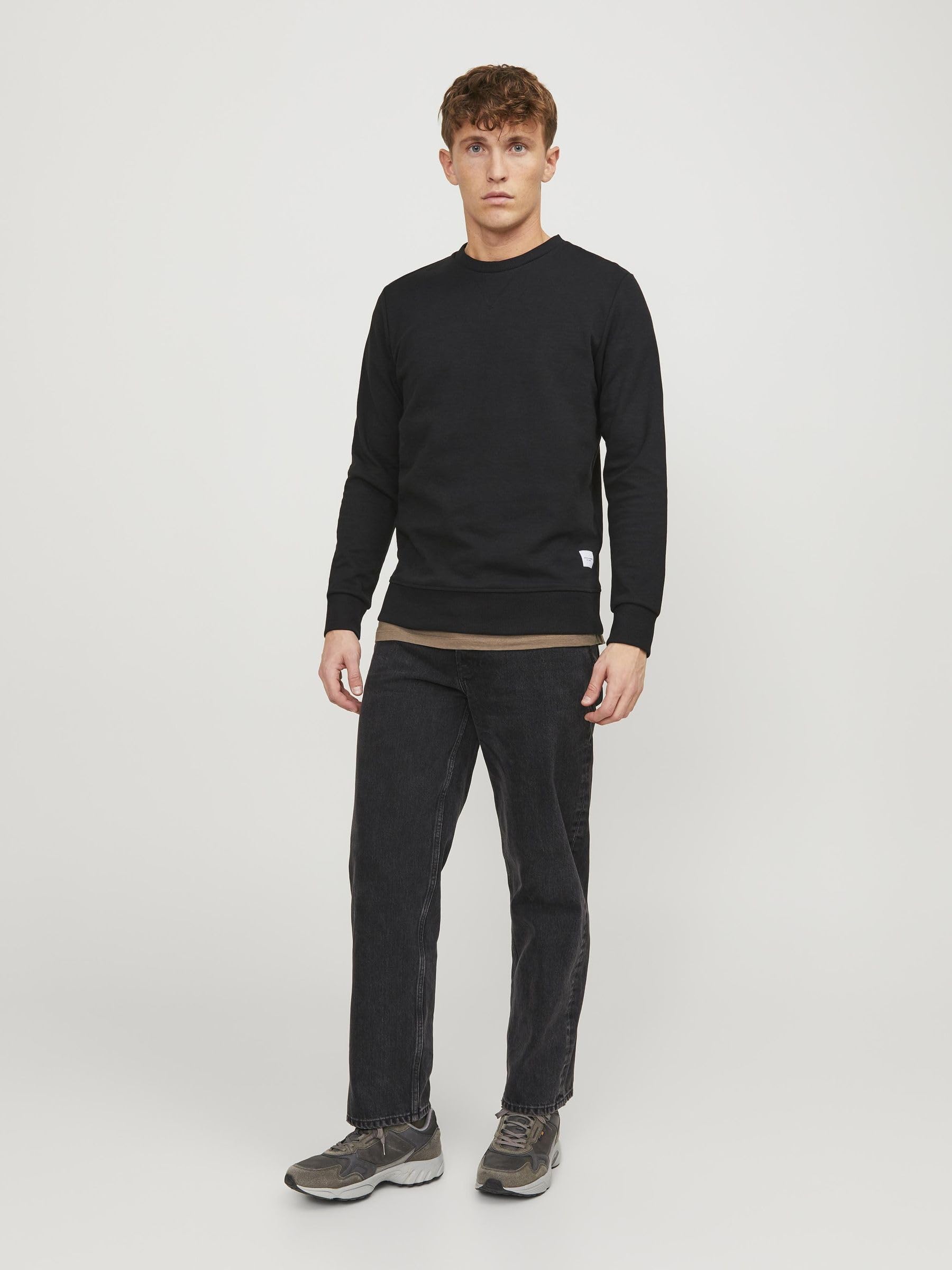 JACK & JONES Herren Jjebasic Crew Neck Noos Sweatshirt, Schwarz, M EU 4