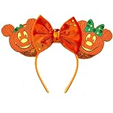 Halloween Mouse Ears Headband Pumpkin Ghost Skull Bat Hairband Sequin Bow Hair Hoop Headpiece for Party Favors