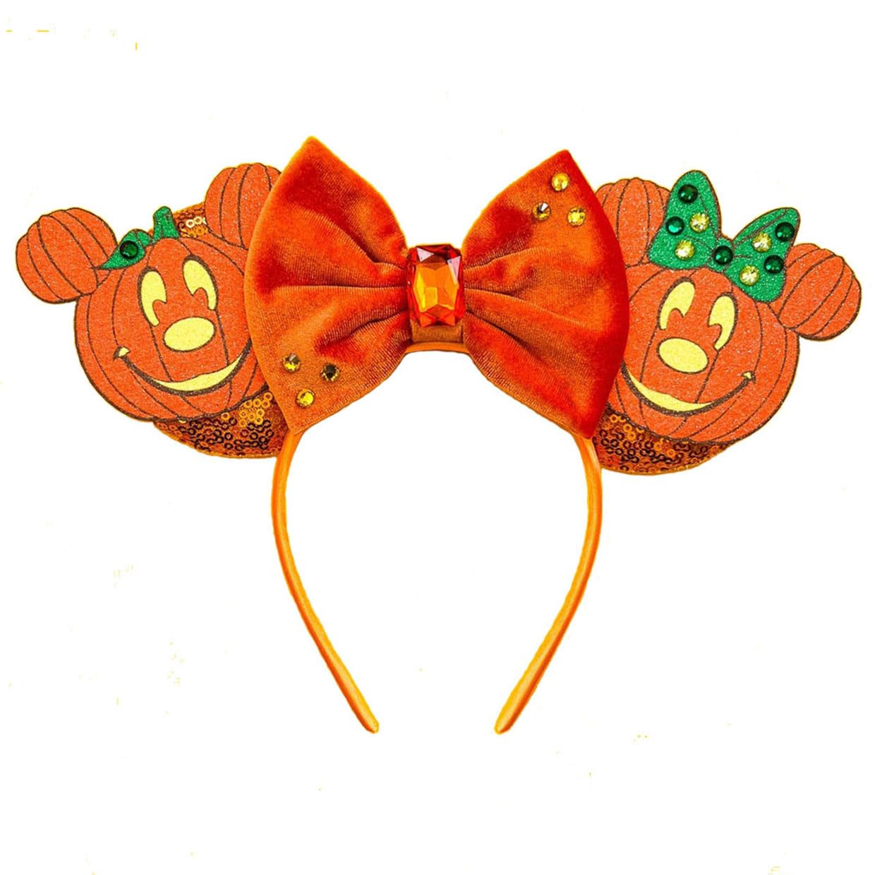 Photo 1 of Halloween Mouse Ears Headband Pumpkin Ghost Skull Bat Hairband Sequin Bow Hair Hoop Headpiece for Party Favors