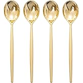 I00000 90 Pcs Gold Plastic Spoons,Disposable Silverware, Gold Plastic Cutlery, Heavy Duty Disposable Spoons Perfect for Parties, Wedding & Dinners