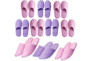 LILIGLORIS 6/10/12 pairs Spa Slippers for Guests, Washable Reusable Disposable Slippers for Women Men, Jacquard Fleece Closed-Toe Design for Hotel, Bathroom, Bedroom, Wedding, Travel, SPA Bulk Slippers for Guest Use