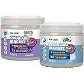 Gonzo Odor Air Magnet Max Gel Odor Eliminator (2 PACK) For Car, Closet, Trash & Pet Areas, Smoke Odors - Lavender and Linen S