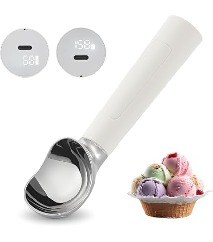 Cuillère à Crème Glacée Chauffante électrique Rechargeable Pour Glace Dure, Cuillère Auto-chauffante Jusqu'à 70 °C, Antirouille, Poignée Antigel, Facile à Nettoyer