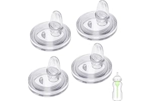 CERCGVEL 4 Pack Sippy Spout Nipples Compatible with Dr. Brown's Wide-Neck Bottles & Sippy Spout Bottles, Replacement Silicone Bottle Nipple, Soft Transition Spout for Sippy Cups, 6m+,Variable Flow