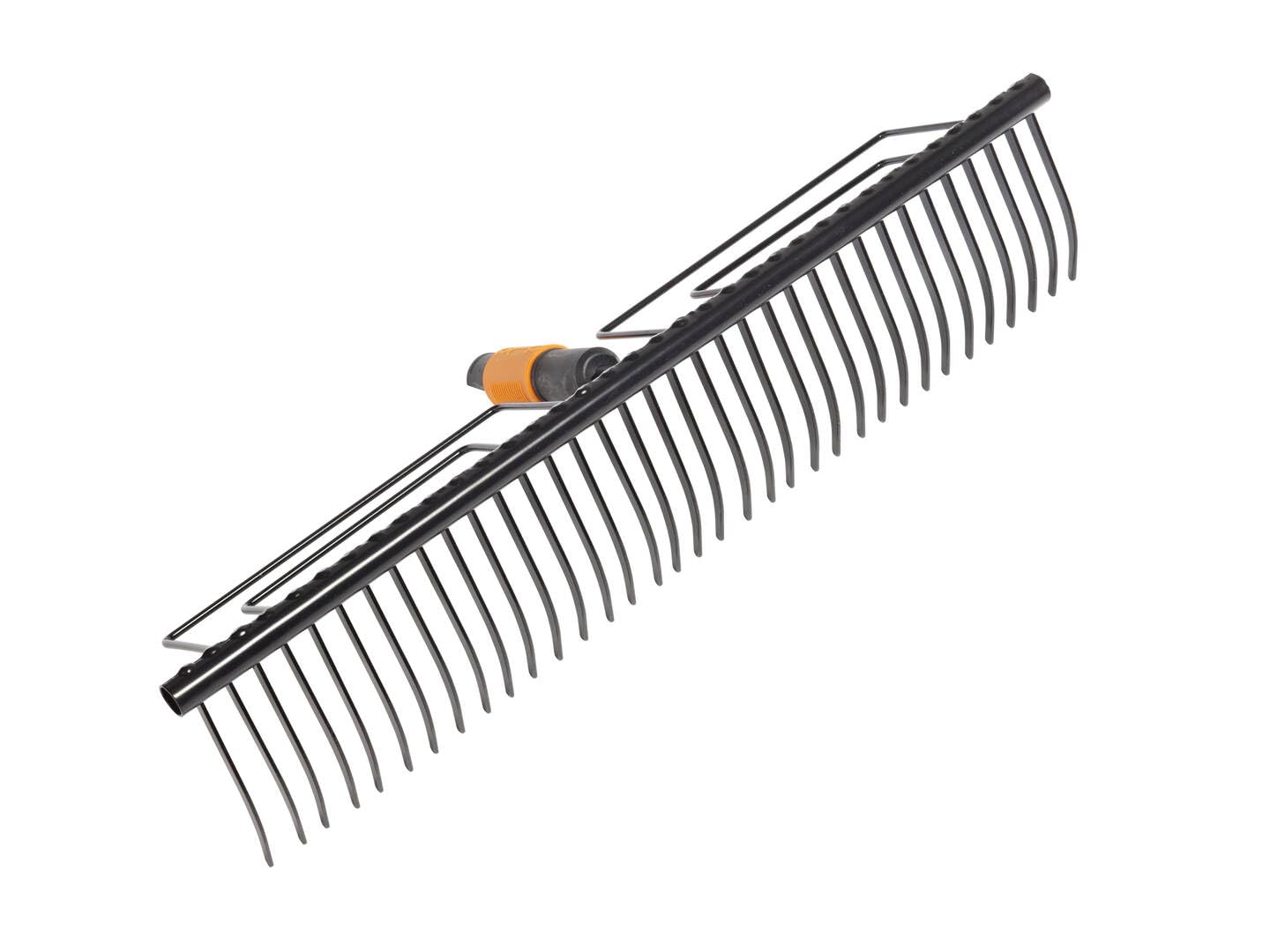 Fiskars QuikFit Gather Rake, With 35 Tines, Tool Head, Width: 57 cm, Hardened Steel Tines, Black, 1000656
