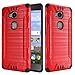 Huawei Sensa 4G LTE [Straight Talk] H710VL H715BL / Honor 5X Armor Case Heavy Duty Brushed Metal Metallic Finish Slim Fit Shock Impact Dual Layer Protection Hybrid TPU Hard Case (Red)