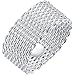 LWLH Jewelry Womens 925 Sterling Silver Plated Fashion Weave Braided Mesh Korean Style Ring Wedding Band