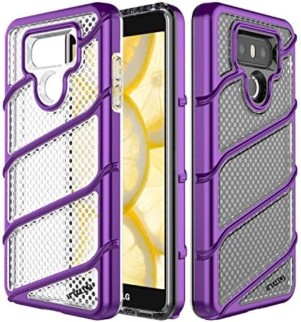 LG G6 Case,IN4U Slim Fit Transparent Clear Hybrid Protective Case with [Air Cushion] Inner Flexible Soft TPU Surround With Colored Outer Hard PC Cover for LG G6 Cover (Purple)